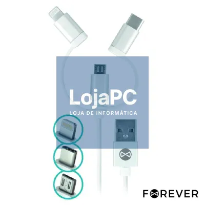 CABO USB-A 2.0 MACHO / MICRO USB-B USB-C E APPLE 8P 1M PRETO
