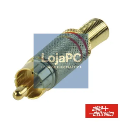 FICHA RCA MACHO DOURADA-VERMELHA C/ PROTEÇÃO DE CABO