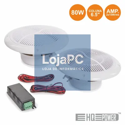 2 COLUNAS DE TECTO 6.5" C/ AMPLIFICADOR S/ FIOS ÁUDIO