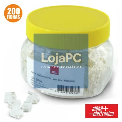 FICHA TELEFONE RJ10 MODULAR 4P4C P/ CABO FLEXÍVEL 200X