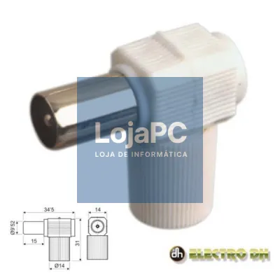 FICHA COAXIAL MACHO ANGULAR BRANCA EDH
