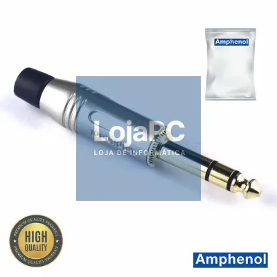 Ficha Jack 6.35mm Macho Stereo Dourada AMPHENOL