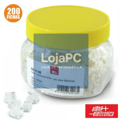 FICHA TELEFONE RJ12 MODULAR 6P6C P/ CABO FLEXÍVEL 200X