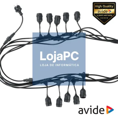 Corrente de Iluminação 10m P/ 10 Lâmpadas E27 IP44 AVIDE