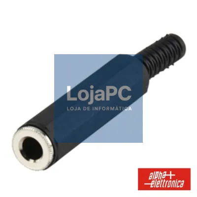 FICHA JACK 6.35MM FÊMEA STEREO COM PROTEÇÃO DE CABO