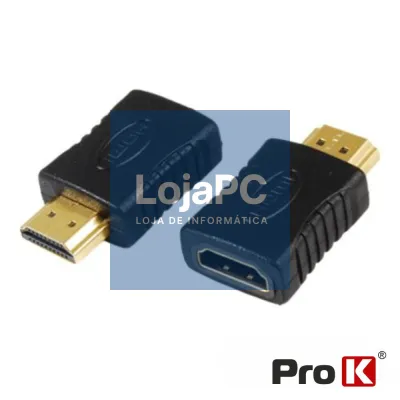 Ficha Adaptadora HDMI Fêmea / HDMI Macho Dourada PROK
