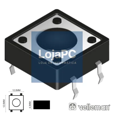 INTERRUPTOR MICRO SWITCH 12x12MM ALTURA 4.3MM VELLEMAN