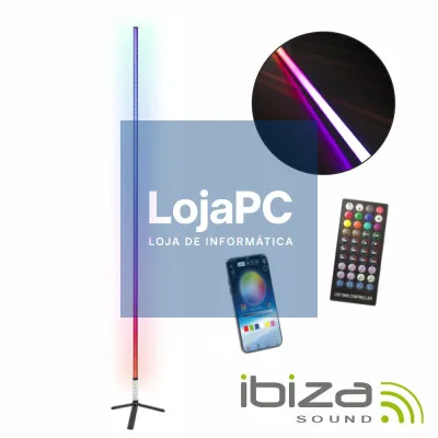 Tubo LED RGB 1m Bluetooth C/ Suporte Preto IBIZA