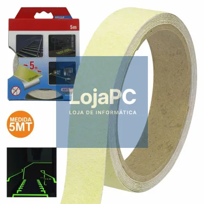 FITA ADESIVA ANTIDERRAPANTE 25MM FOSFORESCENTE 5M