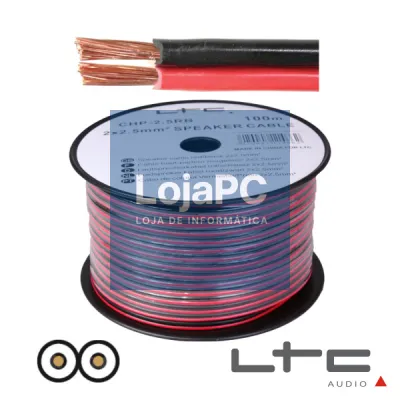 CABO COLUNA 2x2.50MM PRETO/VERMELHO 100M LTC
