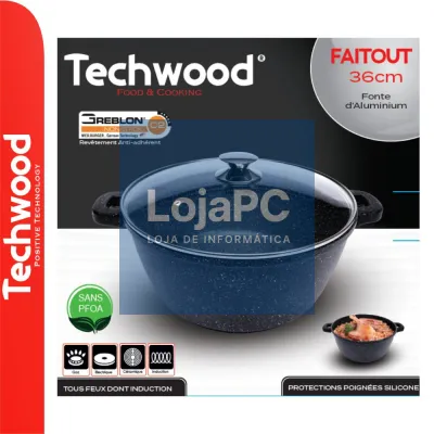 Panela Ø36cm Inox C/ Tampa Vidro Ménage TECHWOOD