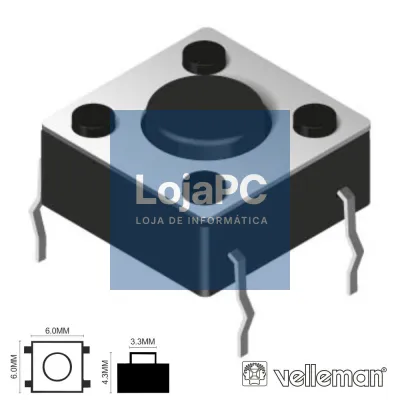 Comutador Micro Switch 6x6mm Altura 4.3mm