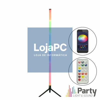 Tubo LED RGB 1.1m Bluetooth C/ Suporte Preto PARTY