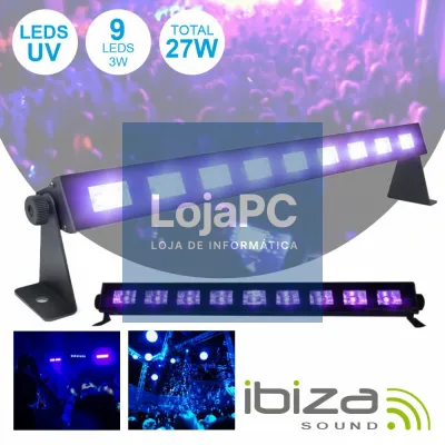 BARRA LEDS UV C/ 9 LEDS UV 3W E SUPORTE IBIZA