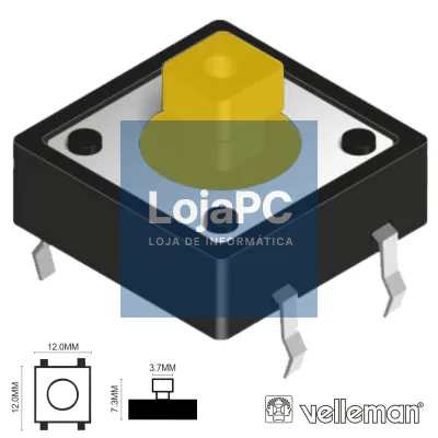 INTERRUPTOR MICRO SWITCH 12x12MM ALTURA 7.3MM VELLEMAN