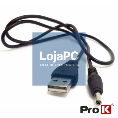 Cabo Alimentação USB-A 2.0 / DC 5.5mm PROK