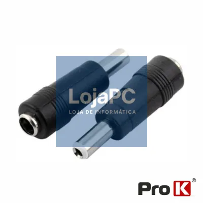 Ficha Adaptadora Alimentação DC Ø5.5-2.1mm P/ Ø5.5-2.5mm