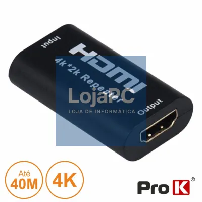 FICHA ADAPTADORA HDMI FÊMEA / FÊMEA DOURADA P/ 40M 4K PROK