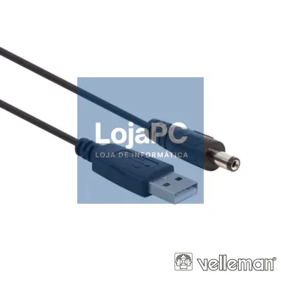 Cabo Alimentação USB-A 2.0 / DC 2.1x5.5mm VELLEMAN