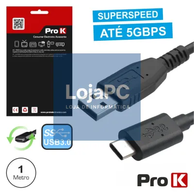 CABO USB-C 3.0 MACHO / USB-A MACHO 1M PROK