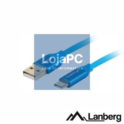 Cabo USB-A 2.0 Macho / USB-C Macho 1.8m Azul LANBERG