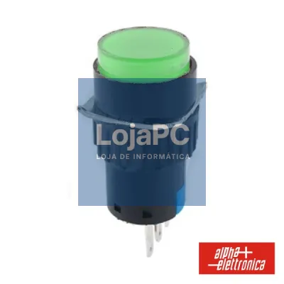 COMUTADOR PULSADOR REDONDO 230V 1 NA 1 NF VERDE UNIPOLAR