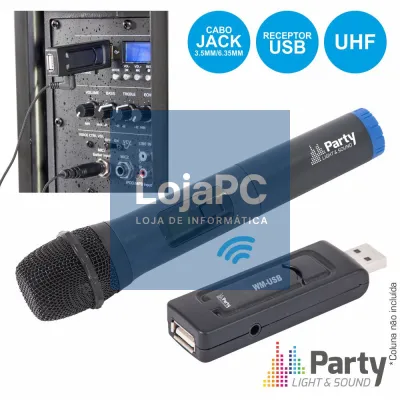MICROFONE S/ FIOS UHF C/ RECEPTOR USB PLS