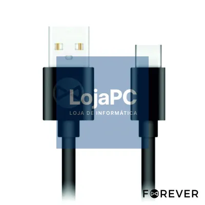 Cabo USB-A 2.0 3A Macho / USB-C Preto 1m FOREVER