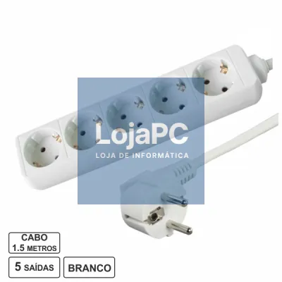 TOMADA ELÉTRICA C/ 5 SAÍDAS 1.5M BRANCO