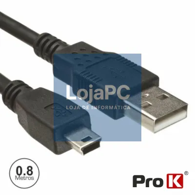 CABO USB-A 2.0 MACHO / MINI USB-B MACHO 0.8M PROK