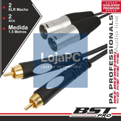 CABO 2-XLR 3P MACHO / 2-RCA MACHO 3M BSTPRO