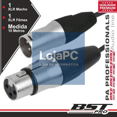CABO XLR 3P MACHO / XLR 3P FÊMEA 10M BSTPRO