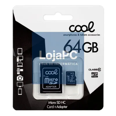 Micro SD Memory Card with Adapt. x64GB COOL (Class 10)