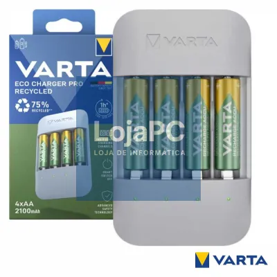 Carregador PRO pilhas AA/AAA C/ 4x AA 2100mAh 56816 VARTA