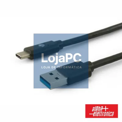 Cabo USB-A 3.0 Macho / USB-C 1M Preto ALPHA