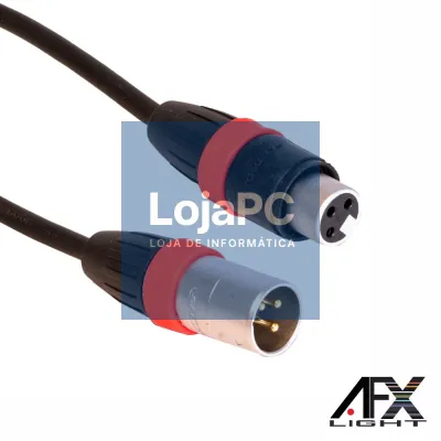 Cabo DMX XLR 3p Macho / XLR 3p Fêmea IP65 10m AFXLIGHT