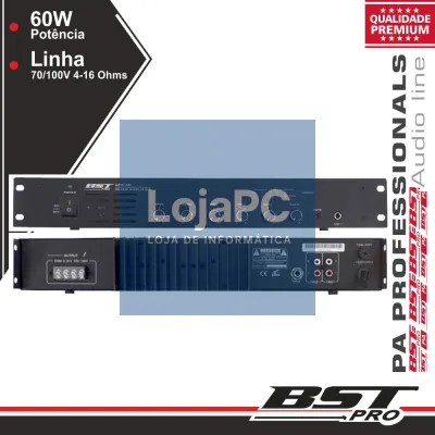 AMPLIFICADOR PA 60W 4 ENTRADAS BSTPRO