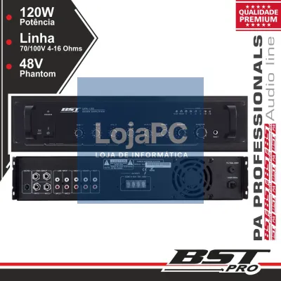 AMPLIFICADOR PA PHANTOM 120W 10 ENTRADAS BSTPRO
