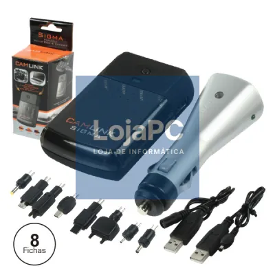 CARREGADOR DE BATERIAS NI-MH AAA + 8 ADAP TELEMÓVEL + USB