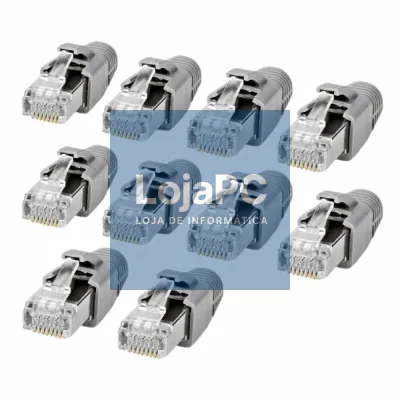 Conjunto 10 Fichas RJ45 Modulares 8p8c CAT7 FTP Metálicas