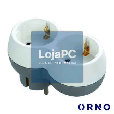 Ficha Elétrica Adaptadora 2x Schuko Branco ORNO