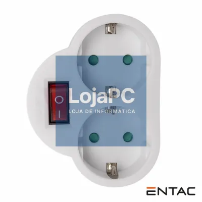Tomada Elétrica c/ 2 Saídas Interruptor Branco ENTAC