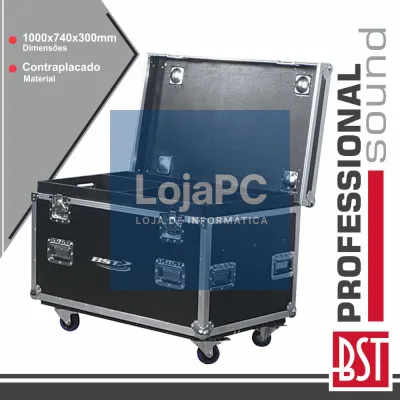 MALA TRANSPORTE DJ P/ 6 PROJETORES CONTRAPLACADO RODAS BST