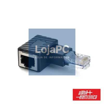 Ficha Adaptador RJ45 Macho P/ RJ45 Fêmea 90º ALPHA