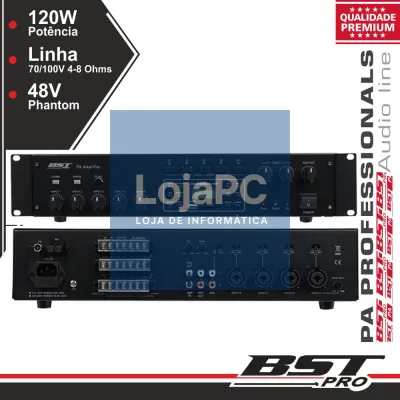 AMPLIFICADOR 19" 4 ZONAS PA 120W USB/SD/AM/FM BSTPRO