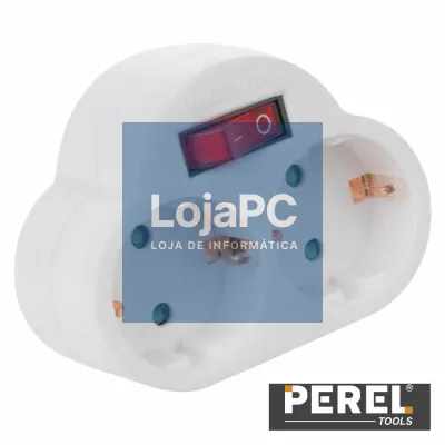 TOMADA ELÉTRICA C/ 2 SAÍDAS INTERRUPTOR BRANCO PEREL