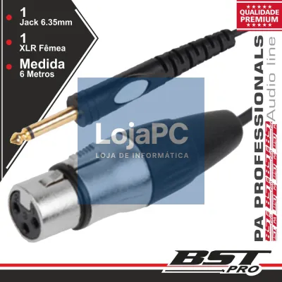 CABO XLR 3P FÊMEA / JACK 6.35MM MACHO ST 6M BSTPRO