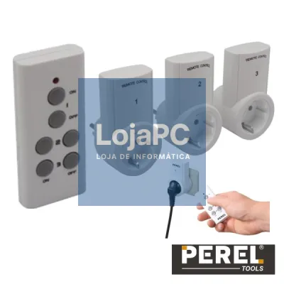 CONJUNTO DE 3 TOMADAS ELÉTRICAS C/ COMANDO S/FIOS PEREL