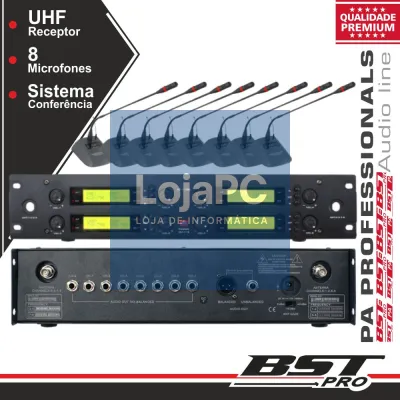 CENTRAL MICROFONE S/ FIOS 8 CANAIS ATÉ 32 MICS UHF BSTPRO