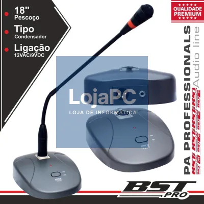 MICROFONE CONDENSADOR PESCOÇO CISNE 18" BOTÃO BSTPRO